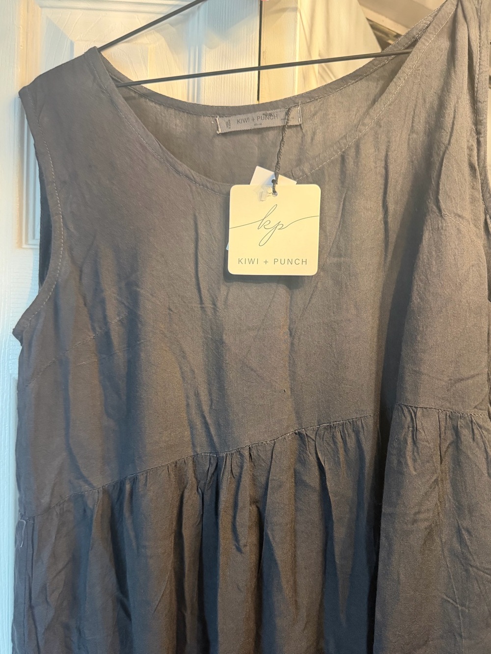 Kiwi + Punch Sleeveless Midi Dress in Charcoal Gray
